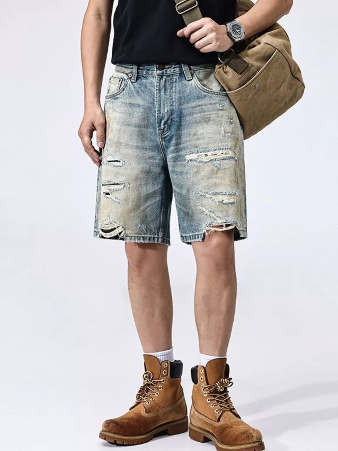 Men's Distressed Denim Shorts
