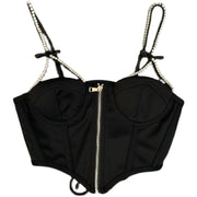 Ladies Shoulder Strap Bow Zipper Dark Tank Top