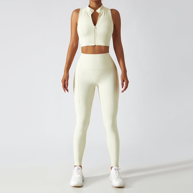 Breathable Zipper Long Sleeve Yoga Suit