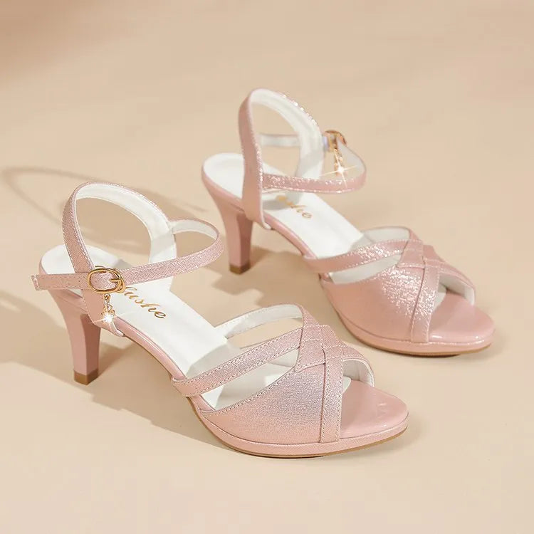 Open Toe Mid Heel Sandals