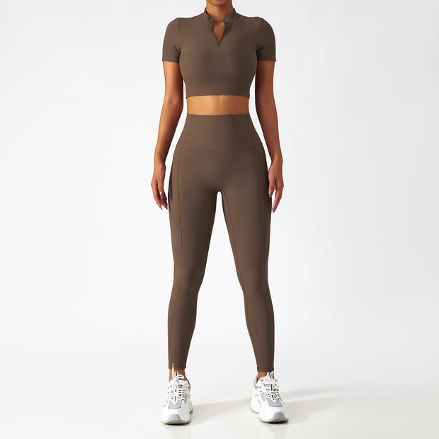 Breathable Zipper Long Sleeve Yoga Suit