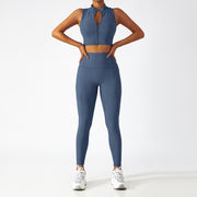 Breathable Zipper Long Sleeve Yoga Suit