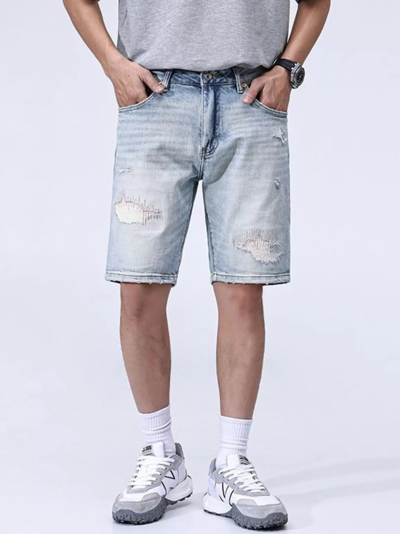 Men's Distressed Denim Shorts