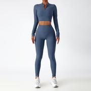 Breathable Zipper Long Sleeve Yoga Suit