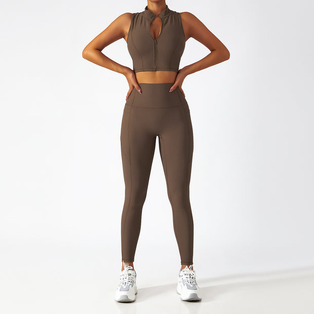 Breathable Zipper Long Sleeve Yoga Suit