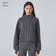 Fleece Zipper Hooded Sports Jacket Loose Yoga Clothes